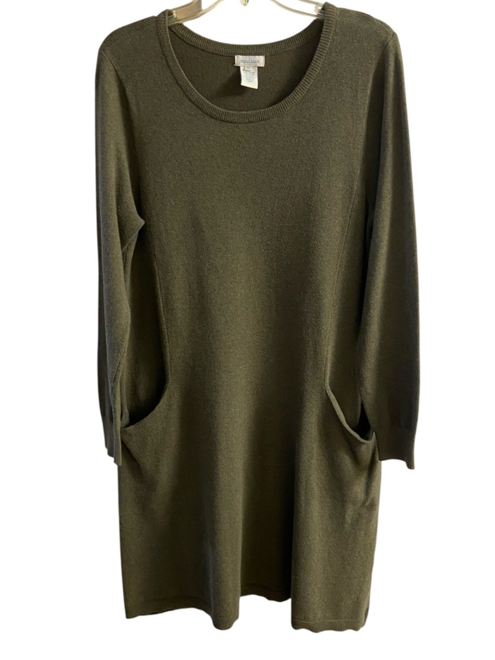 Sundance Olive Long Sleeve Knit Dress Large petite